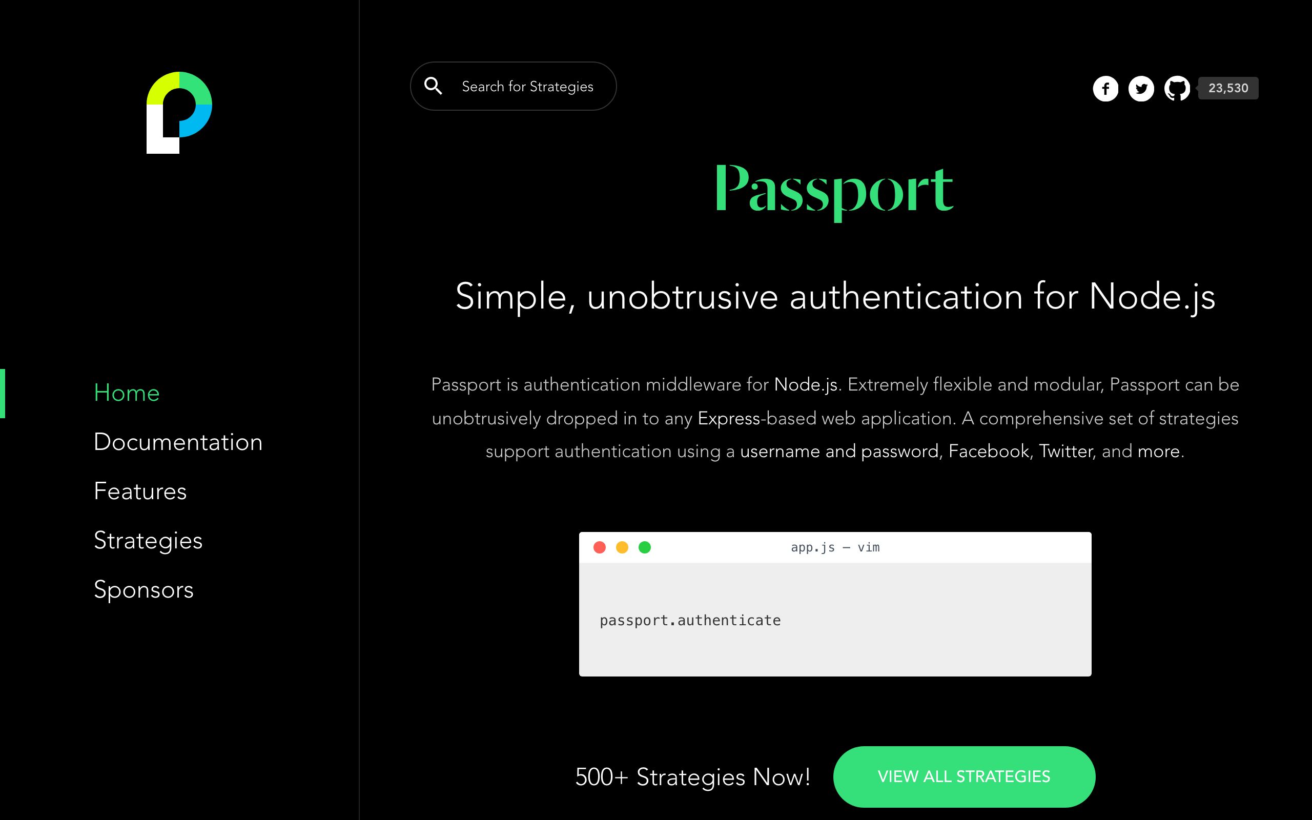 Passport.js screenshot