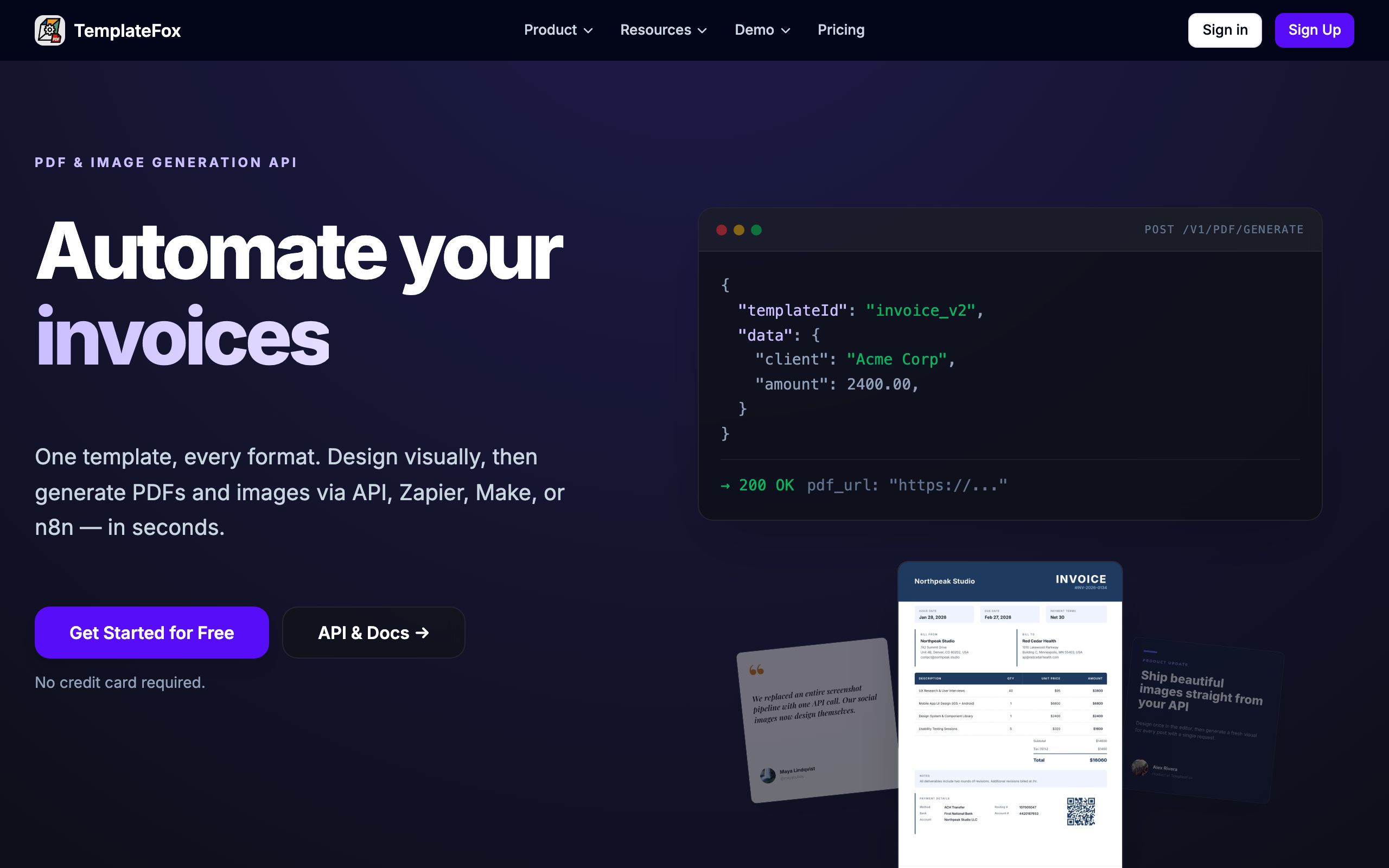 PDF Generator API screenshot
