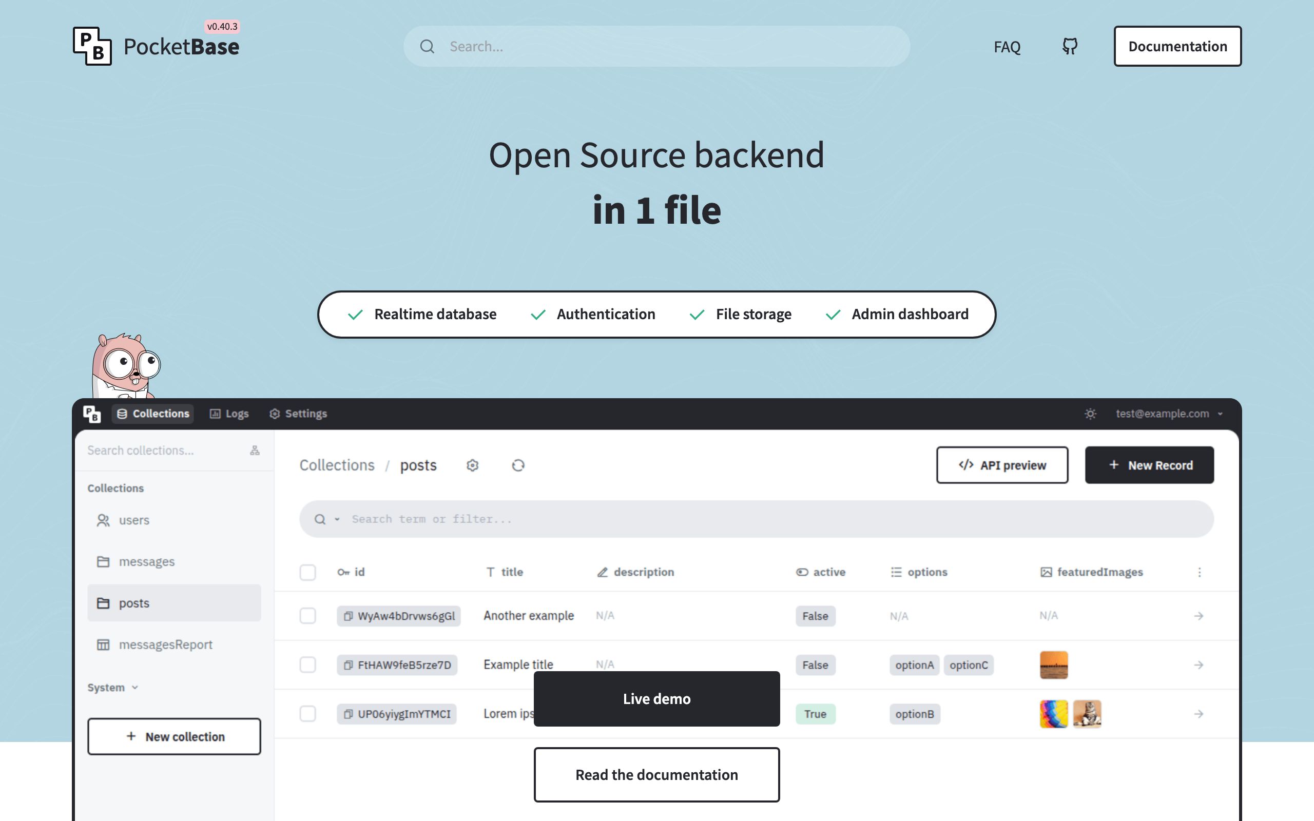 PocketBase screenshot