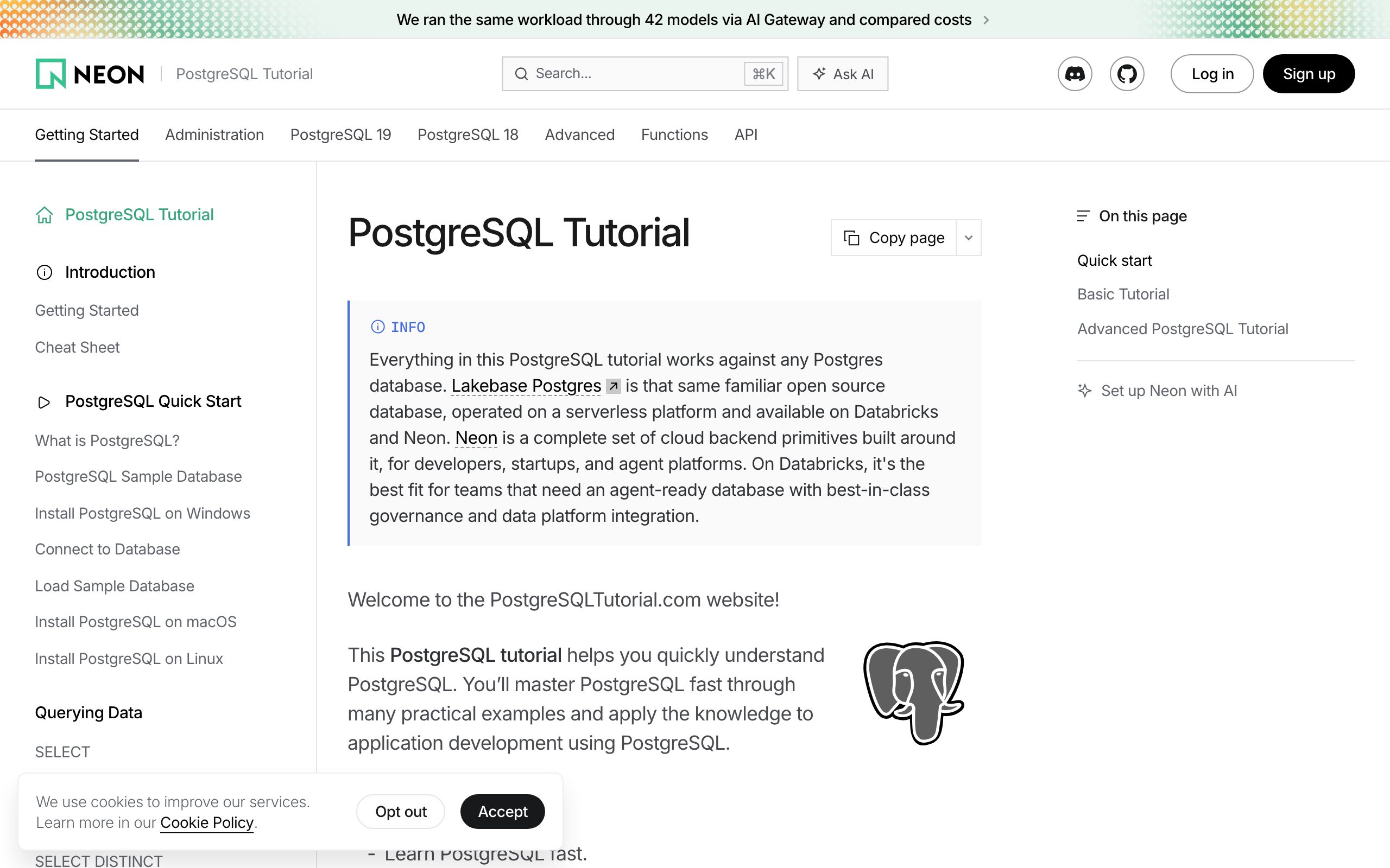 PostgreSQL Tutorial screenshot