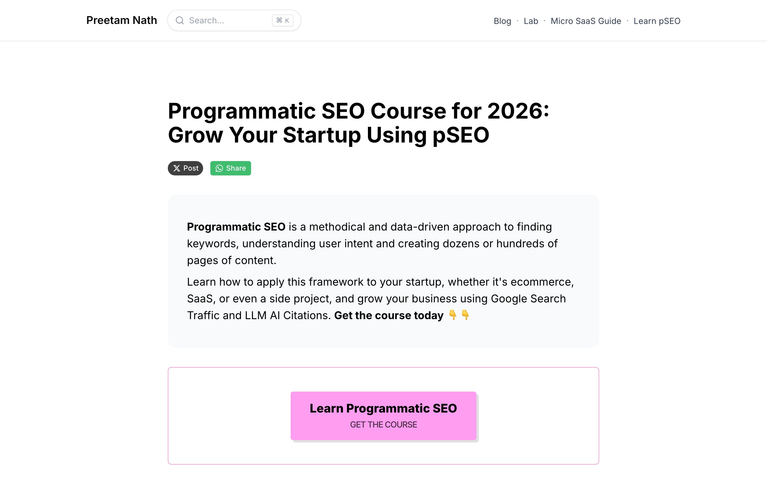 Programmatic SEO Course screenshot