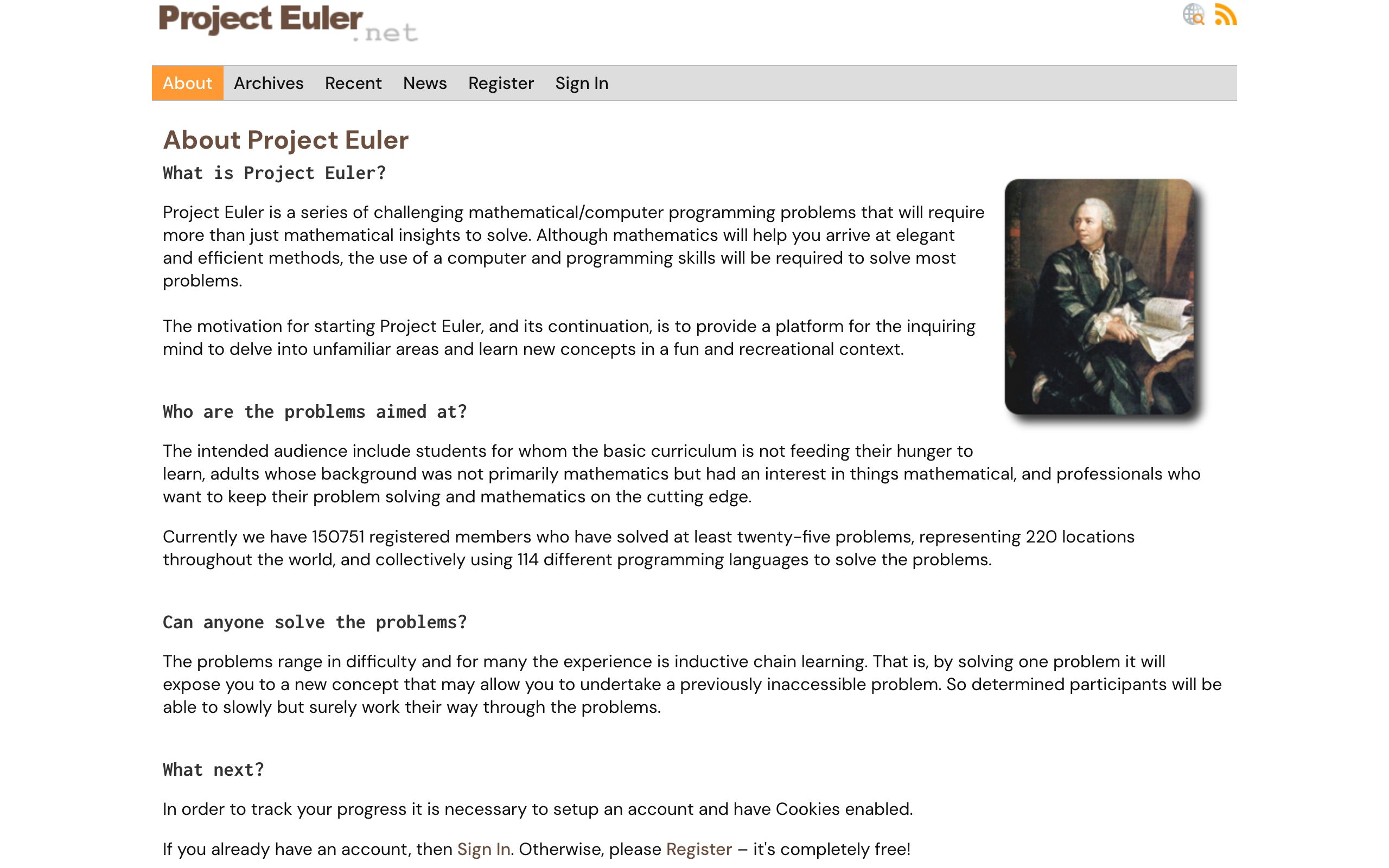 Project Euler screenshot