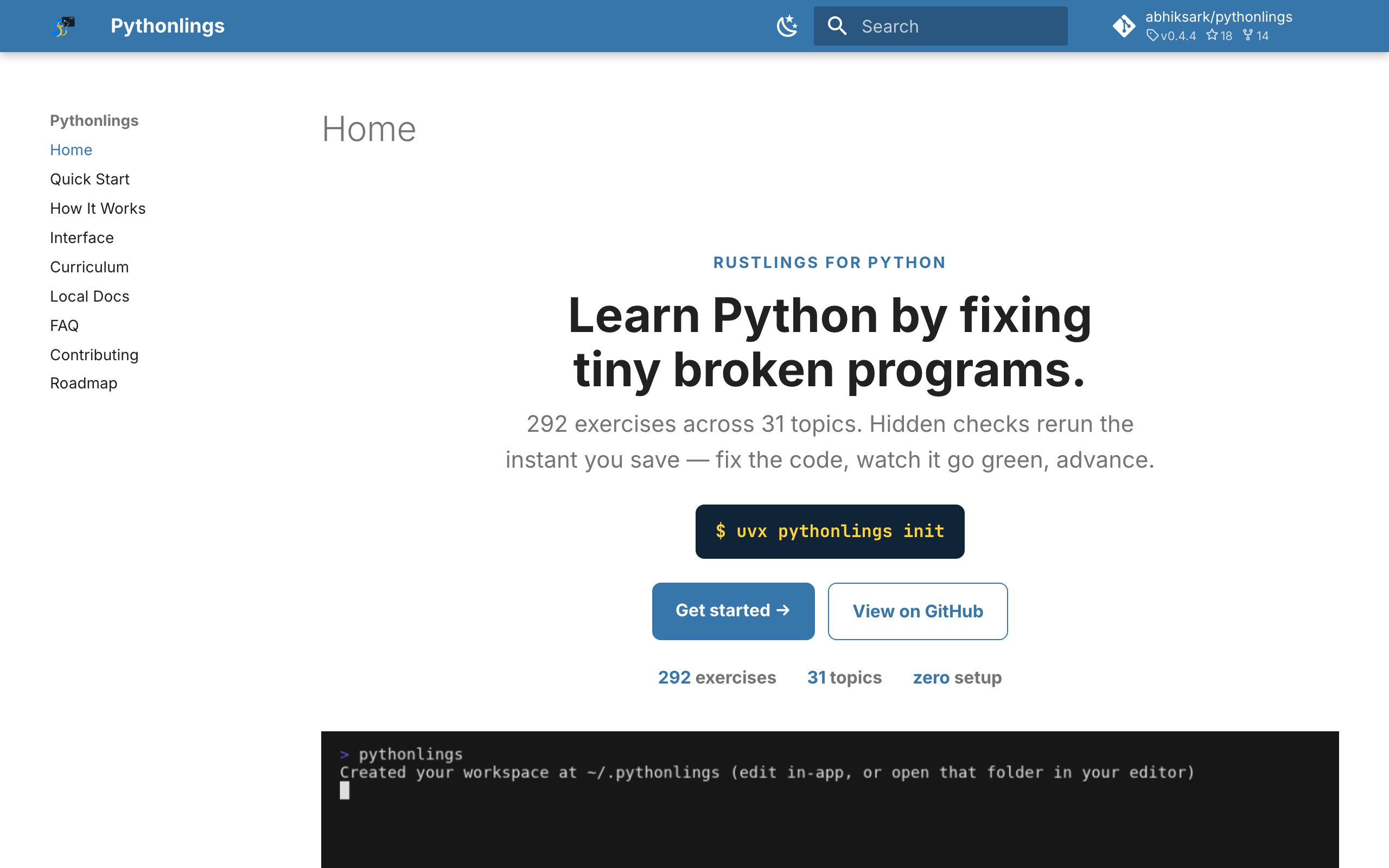 Pythonlings screenshot