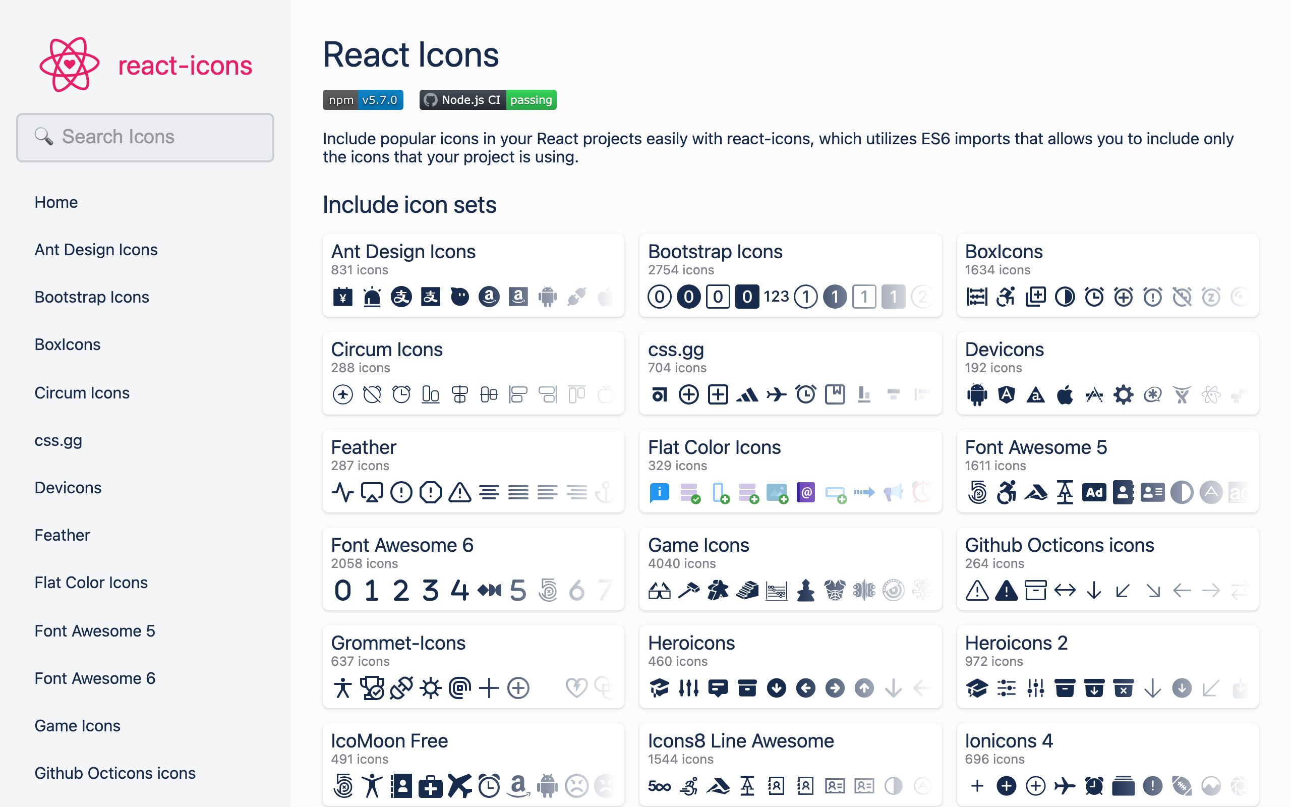 React Icons screenshot