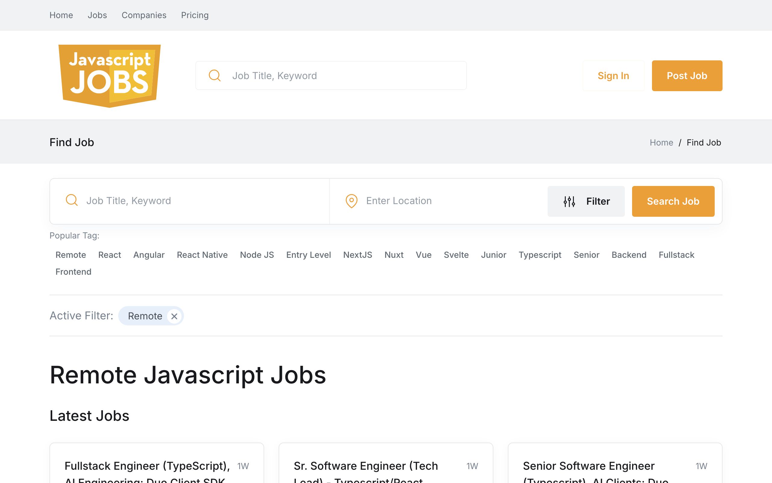 Remote Javascript Jobs screenshot
