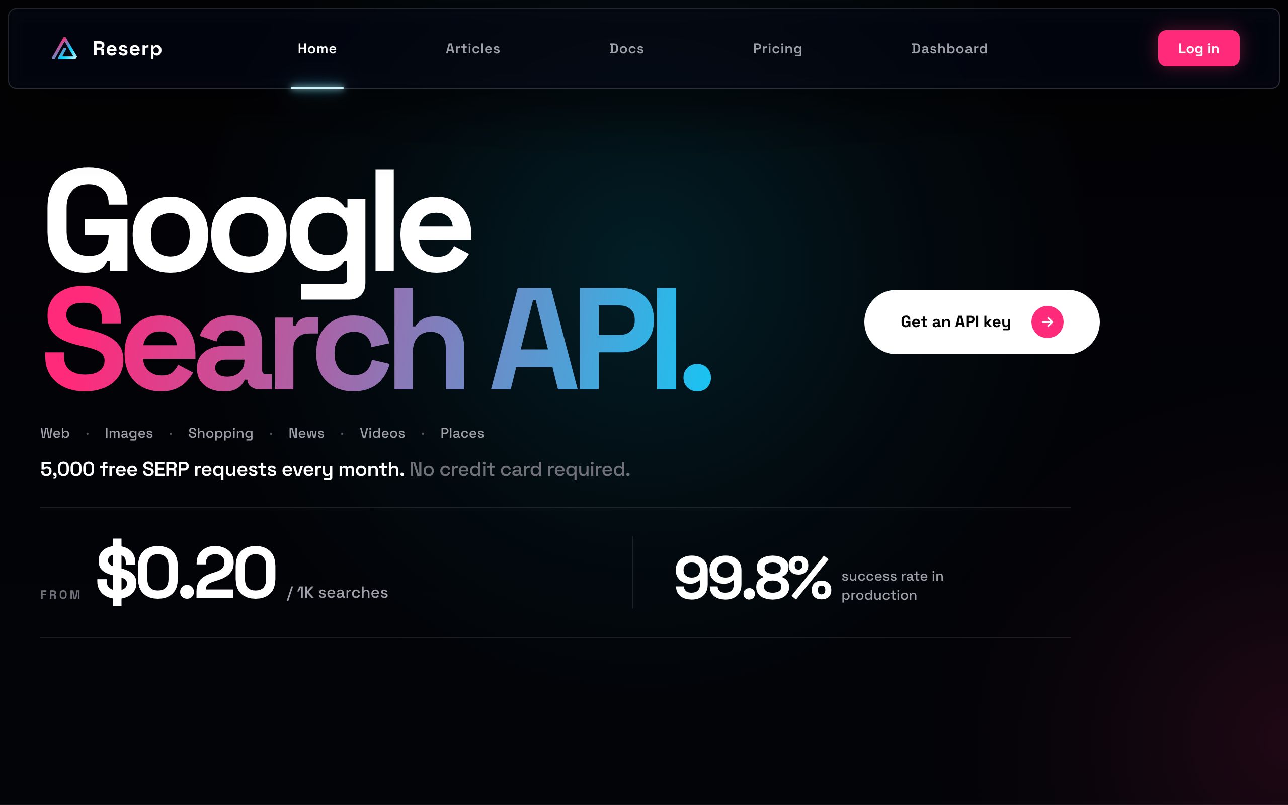 Reserp Search API screenshot