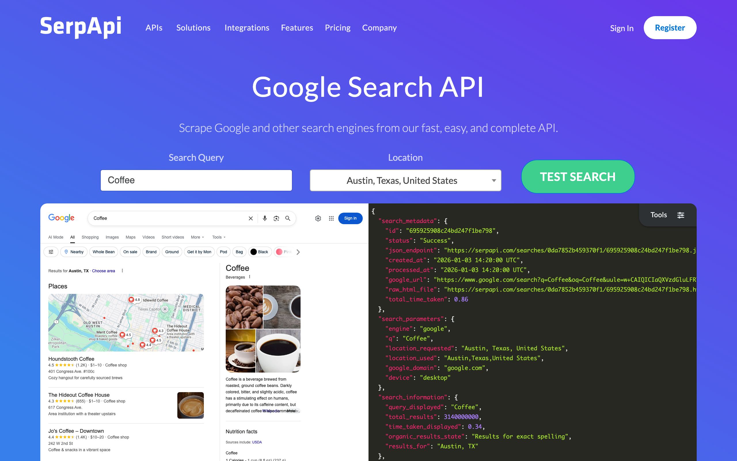 SerpApi screenshot