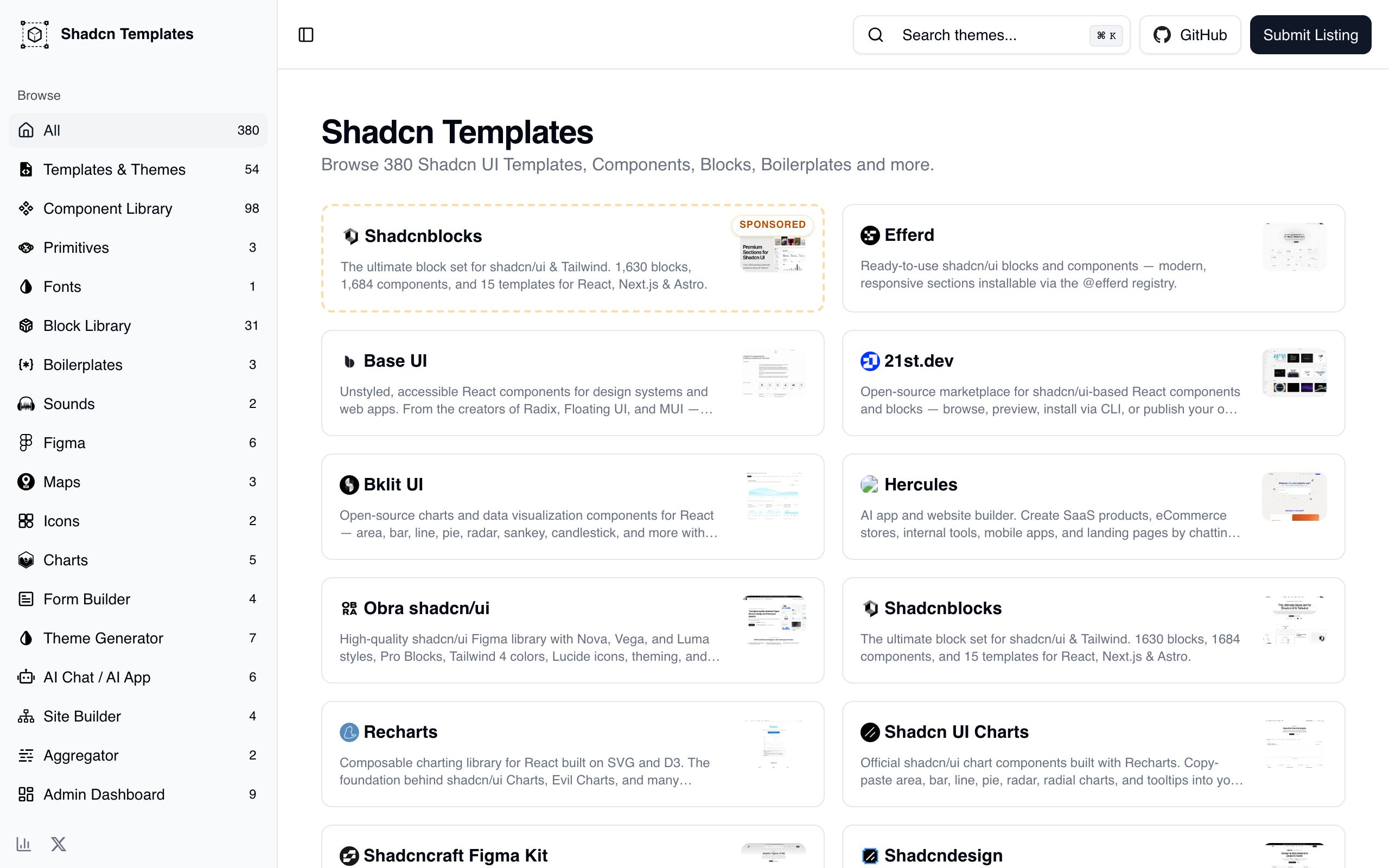 Shadcn Templates screenshot