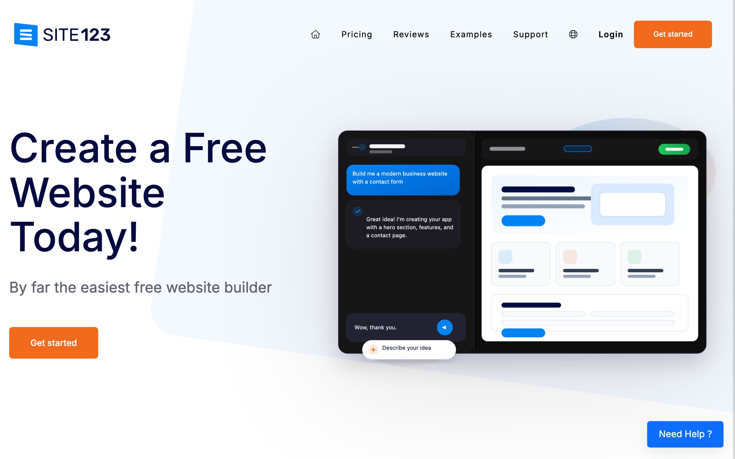 SITE123 screenshot