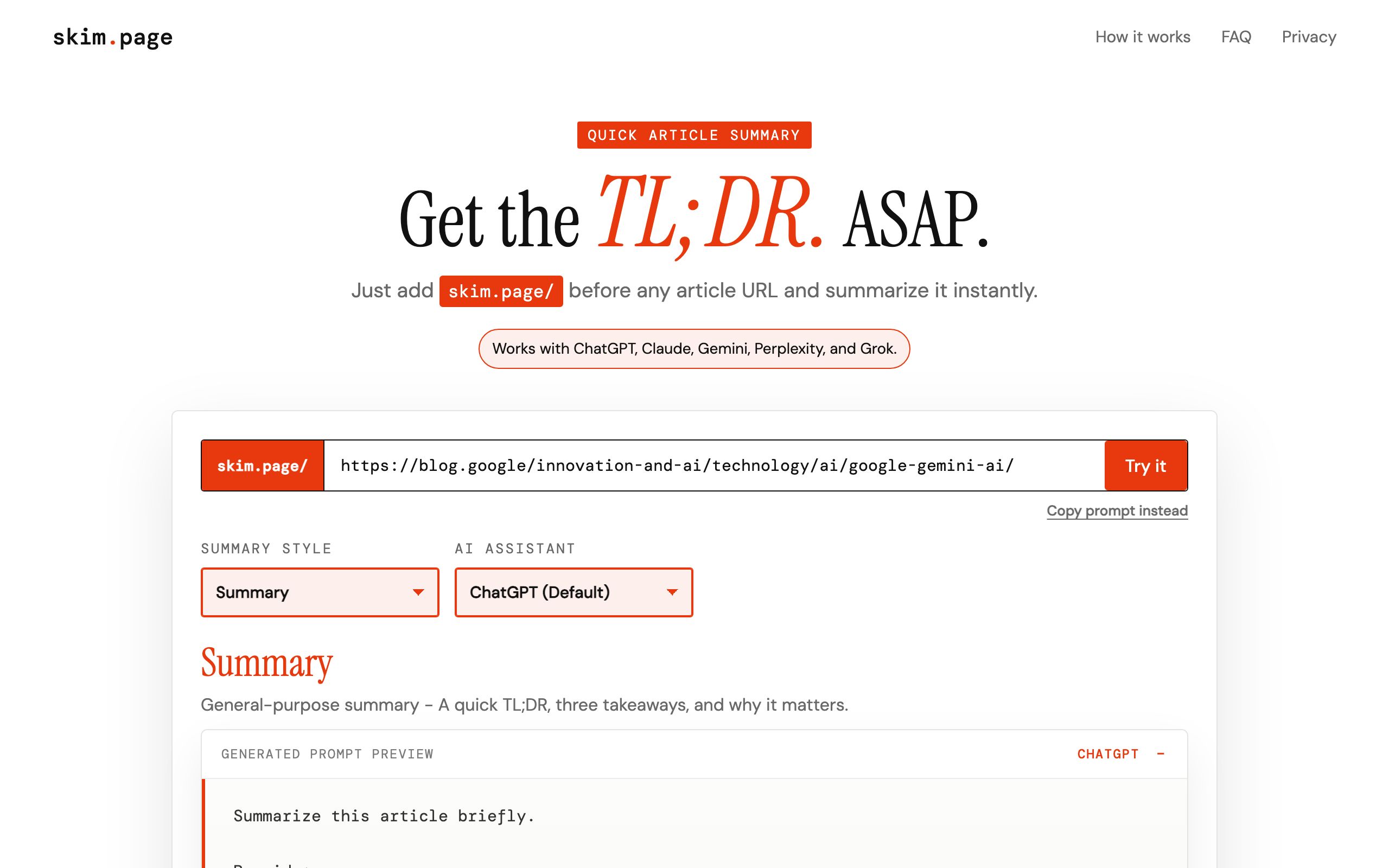 skim.page screenshot