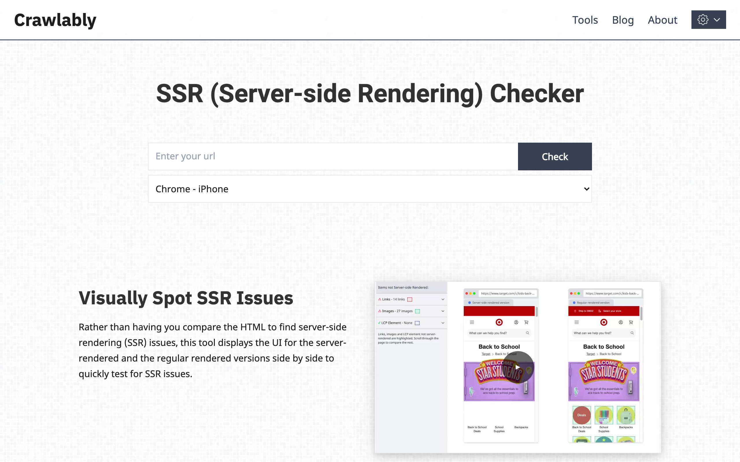 SSR Checker screenshot