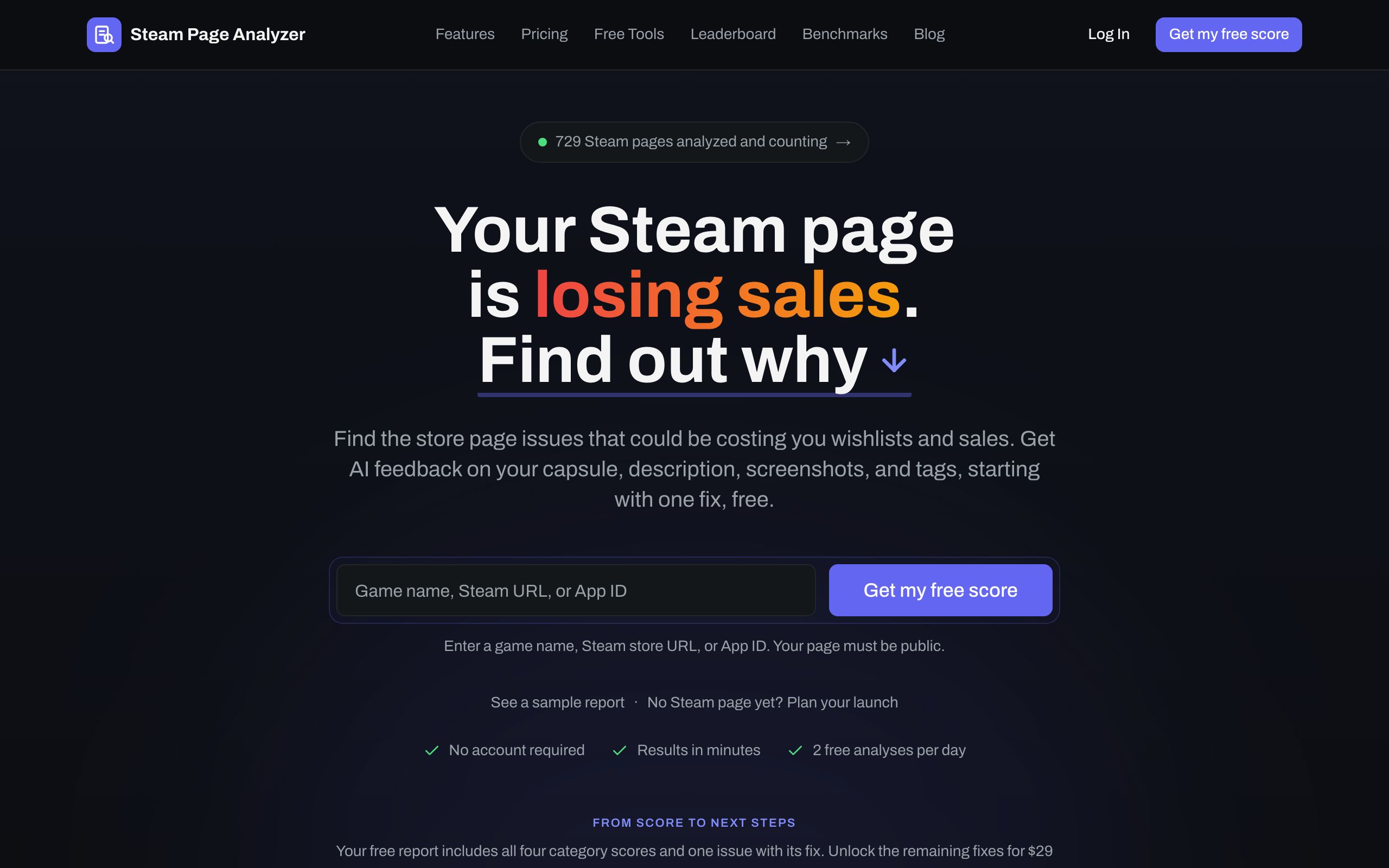 Steam Page Analyzer screenshot
