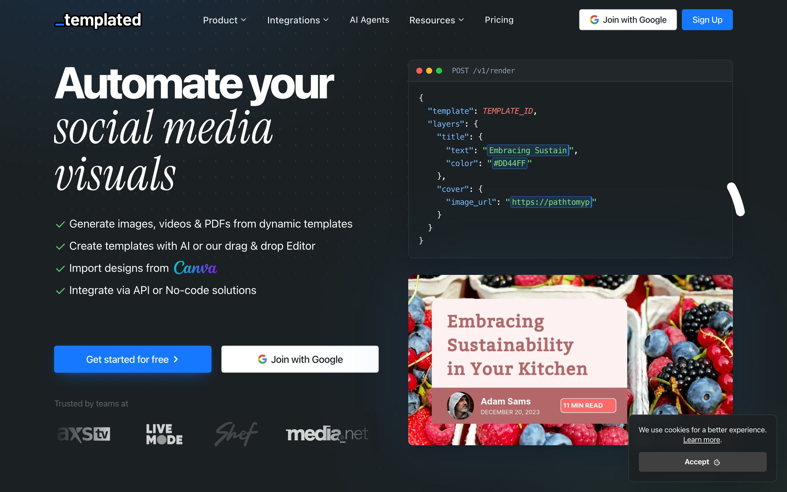 Templated screenshot