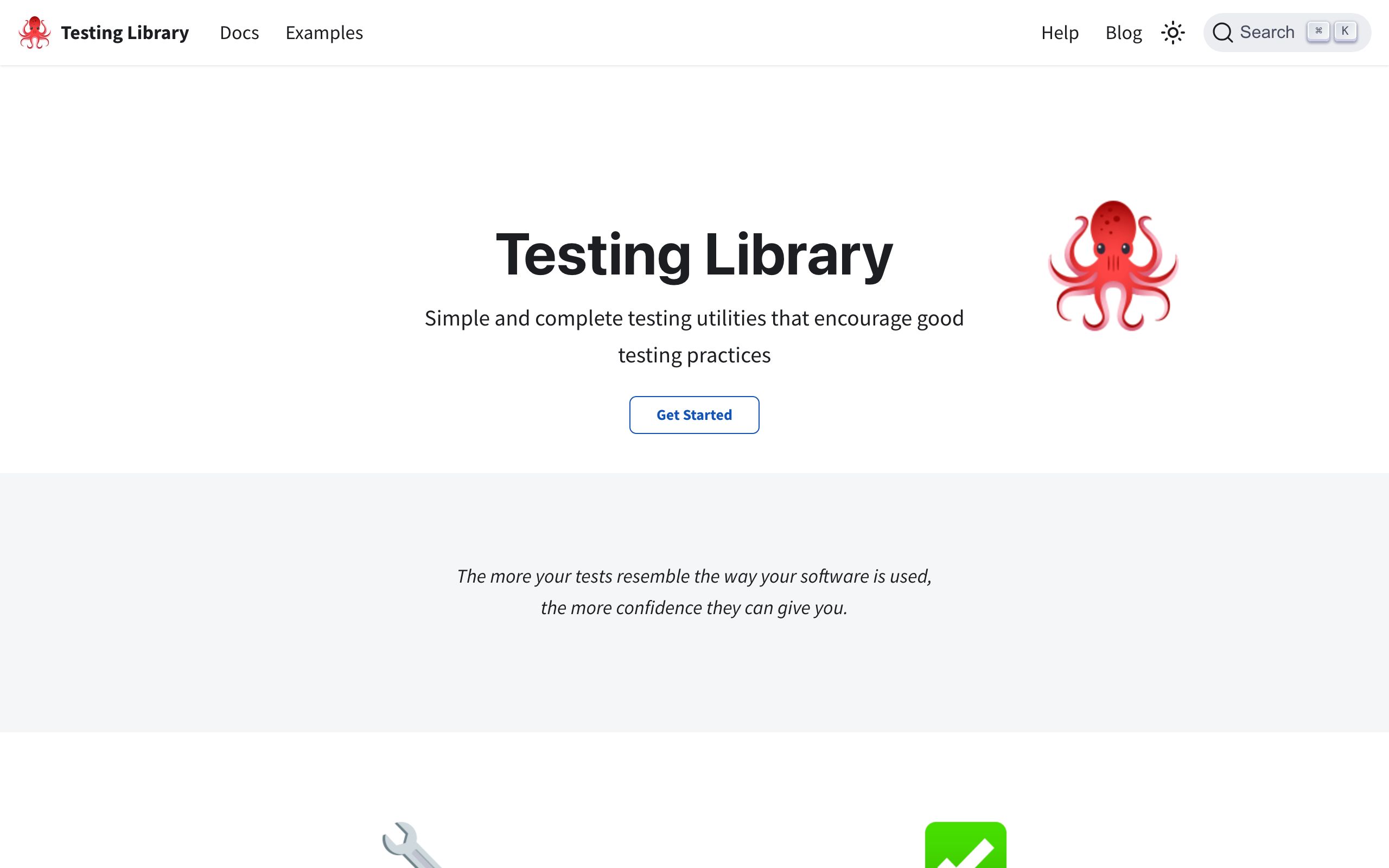 Testing Library screenshot