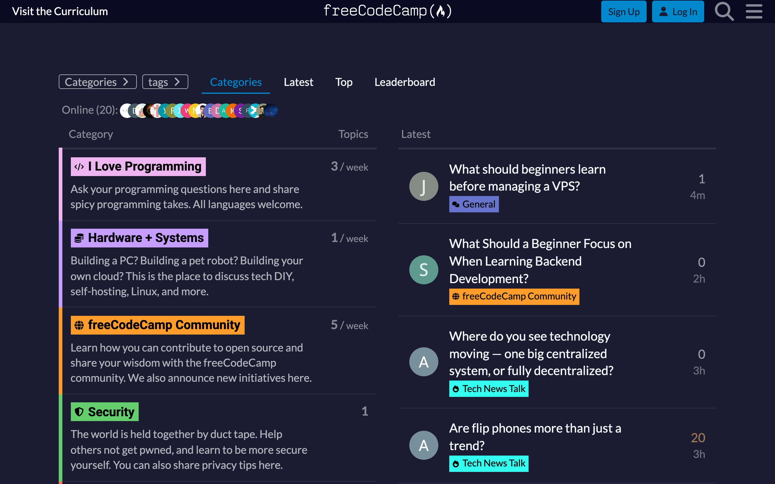 The freeCodeCamp Forum screenshot