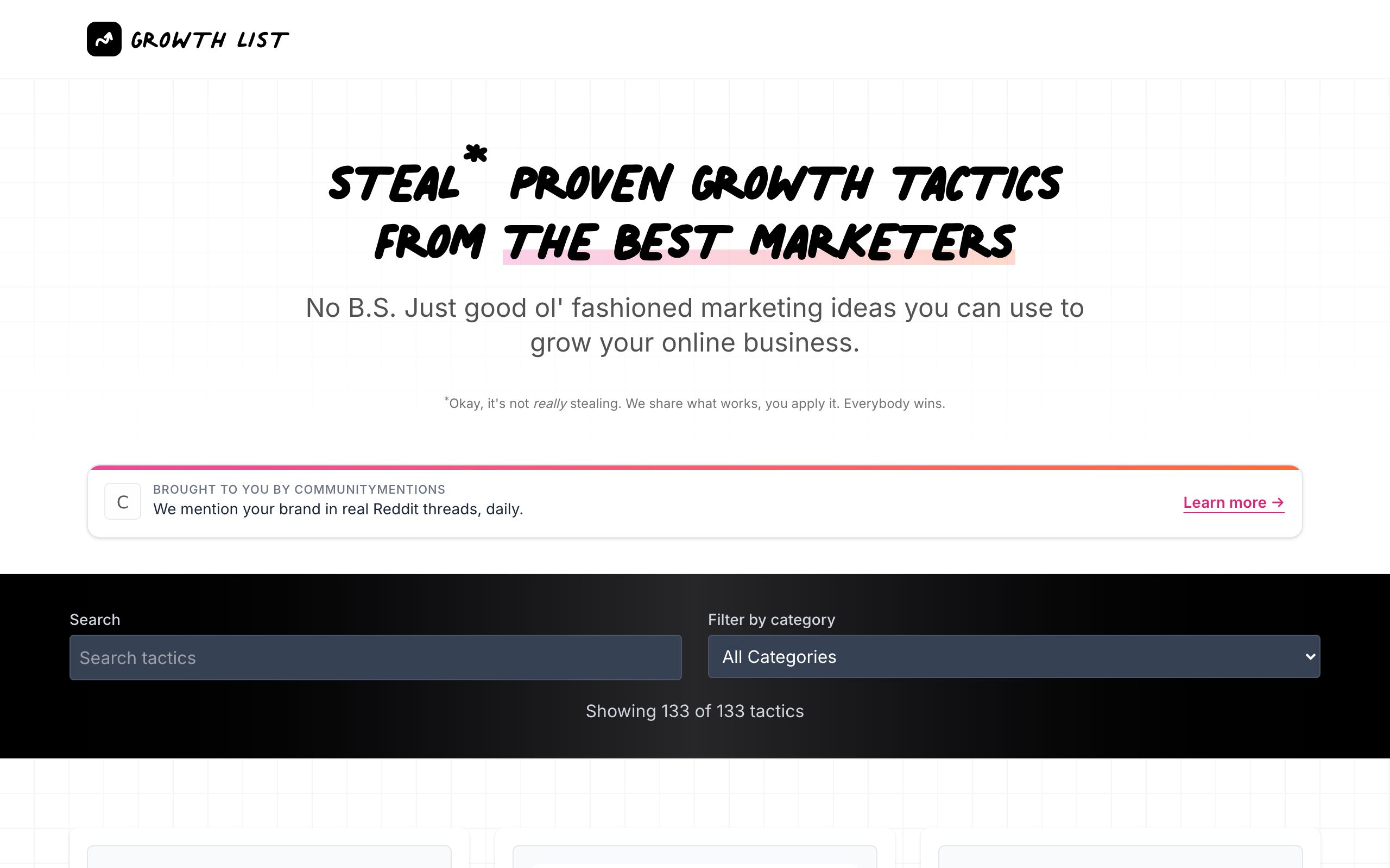 The Growth List screenshot
