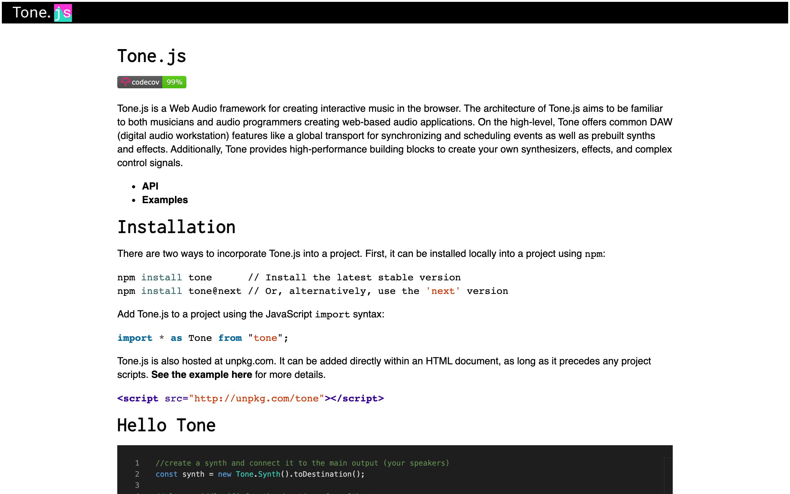 Tone.js screenshot