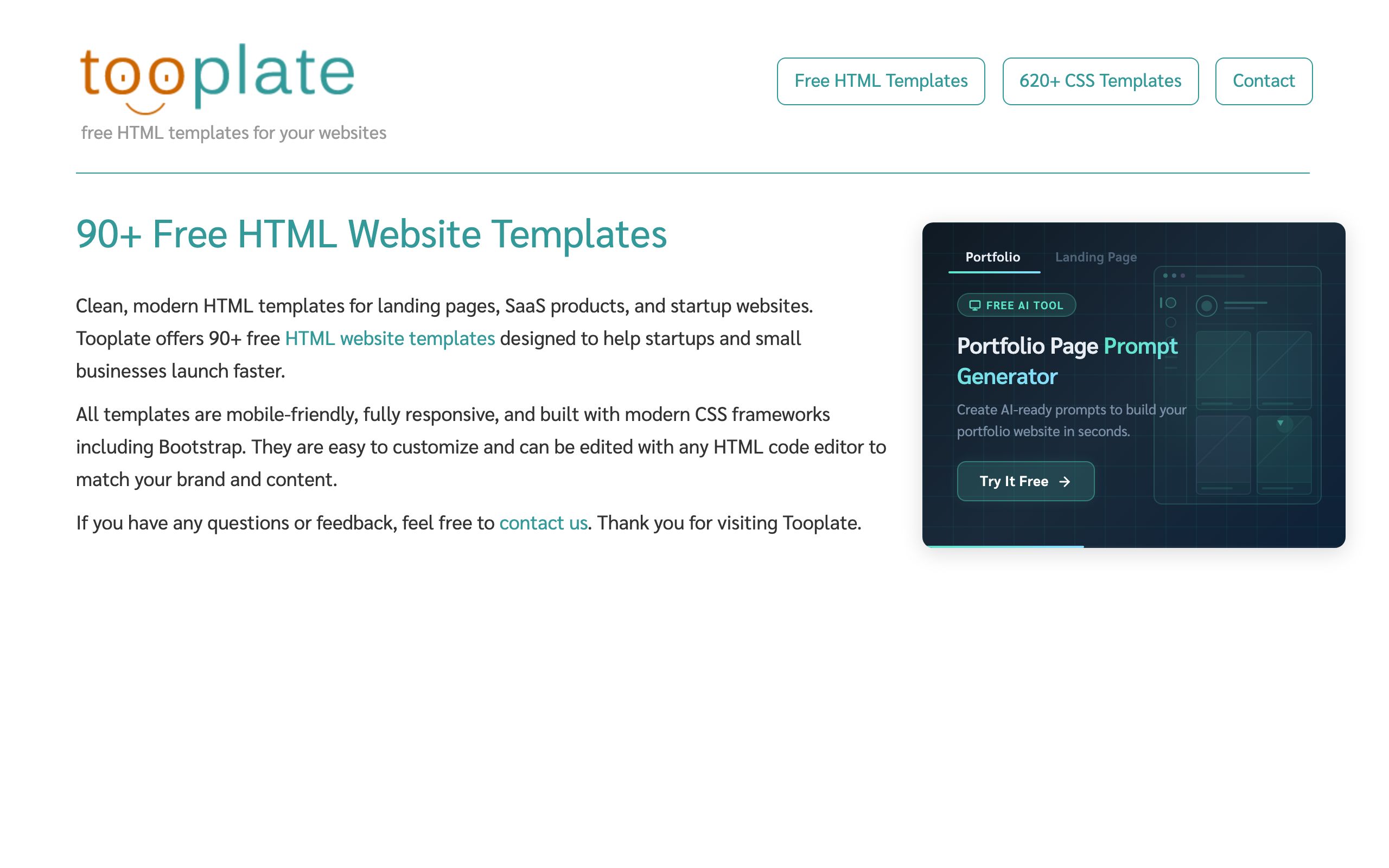 Tooplate screenshot