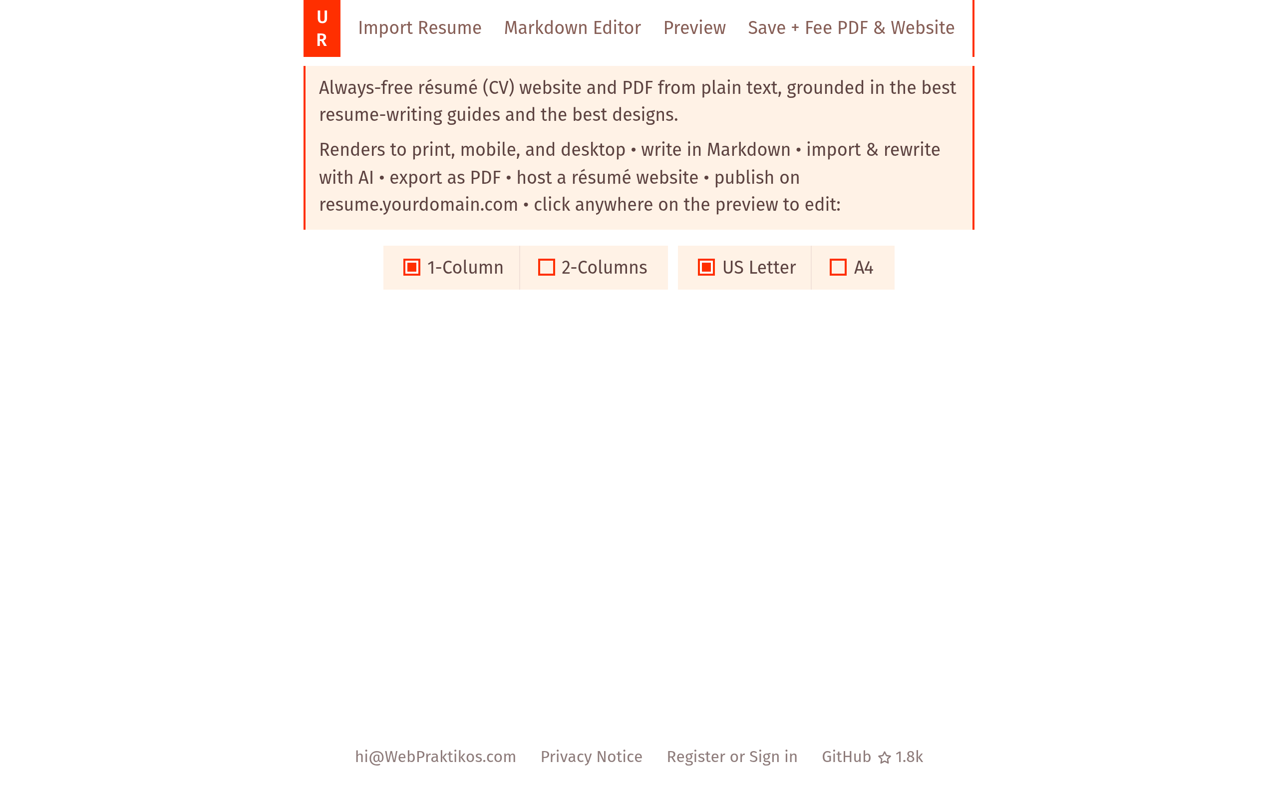 Universal Resume screenshot