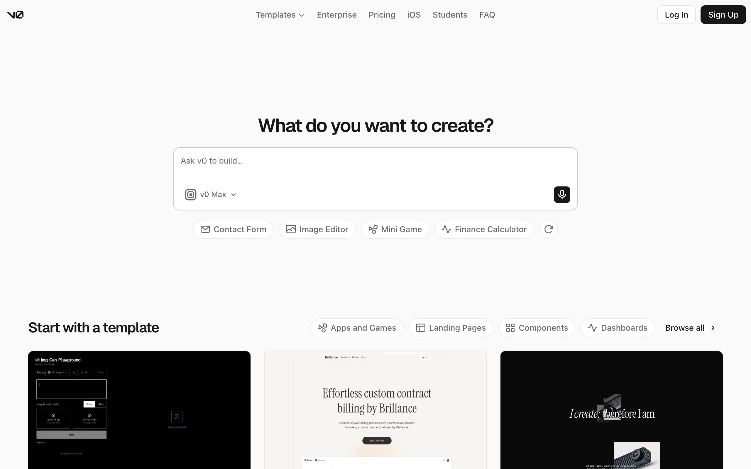 v0 by Vercel screenshot
