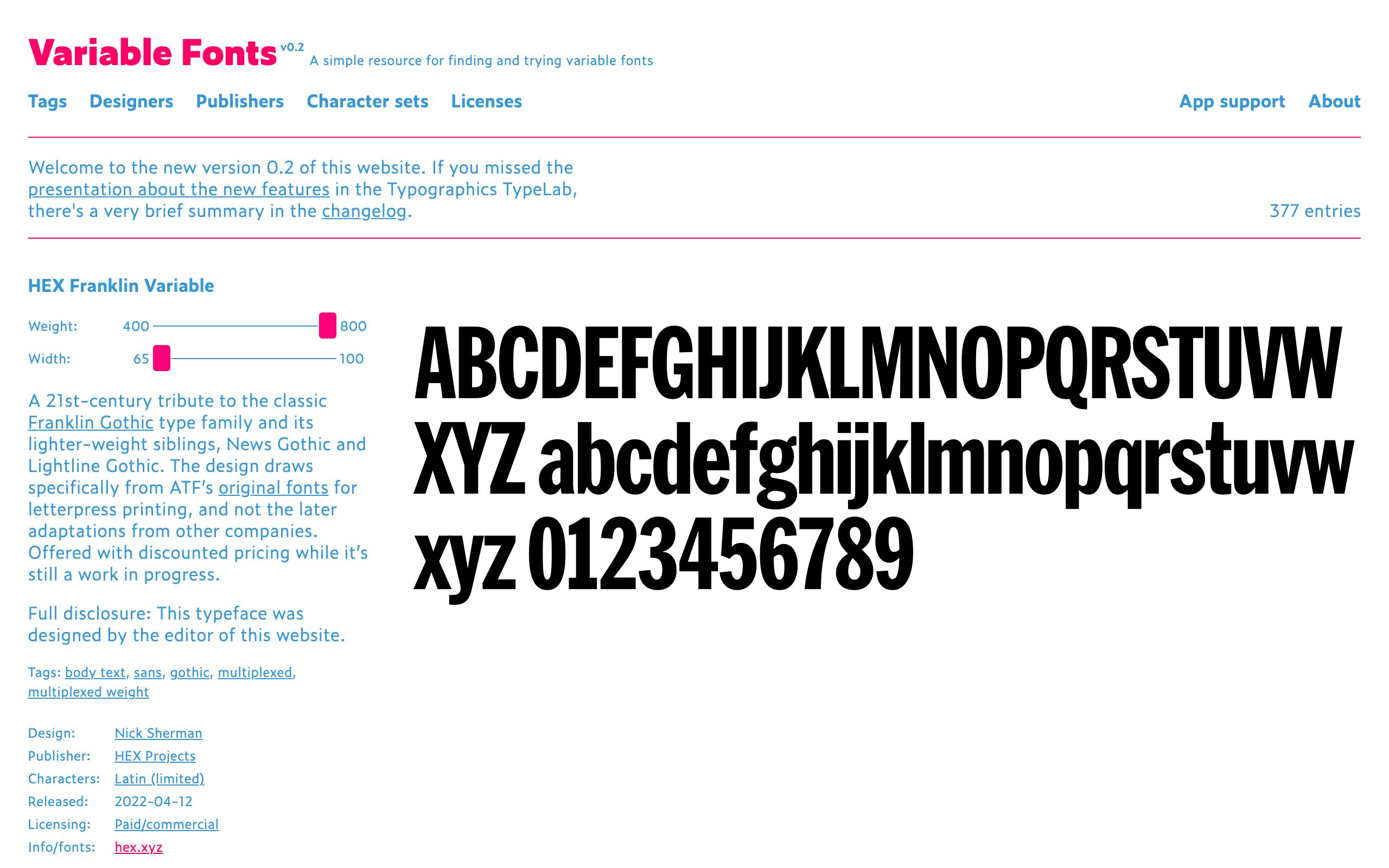 Variable Fonts screenshot