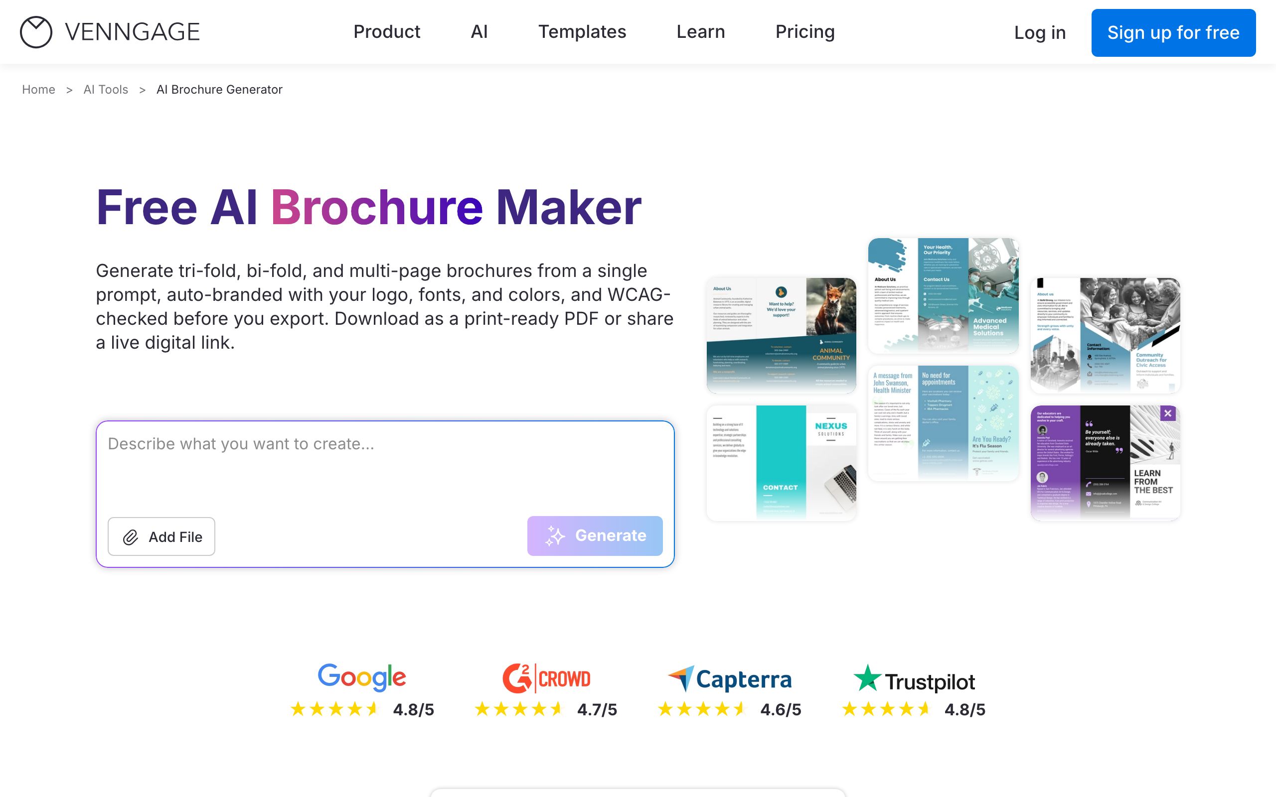 Venngage AI Brochure Maker screenshot