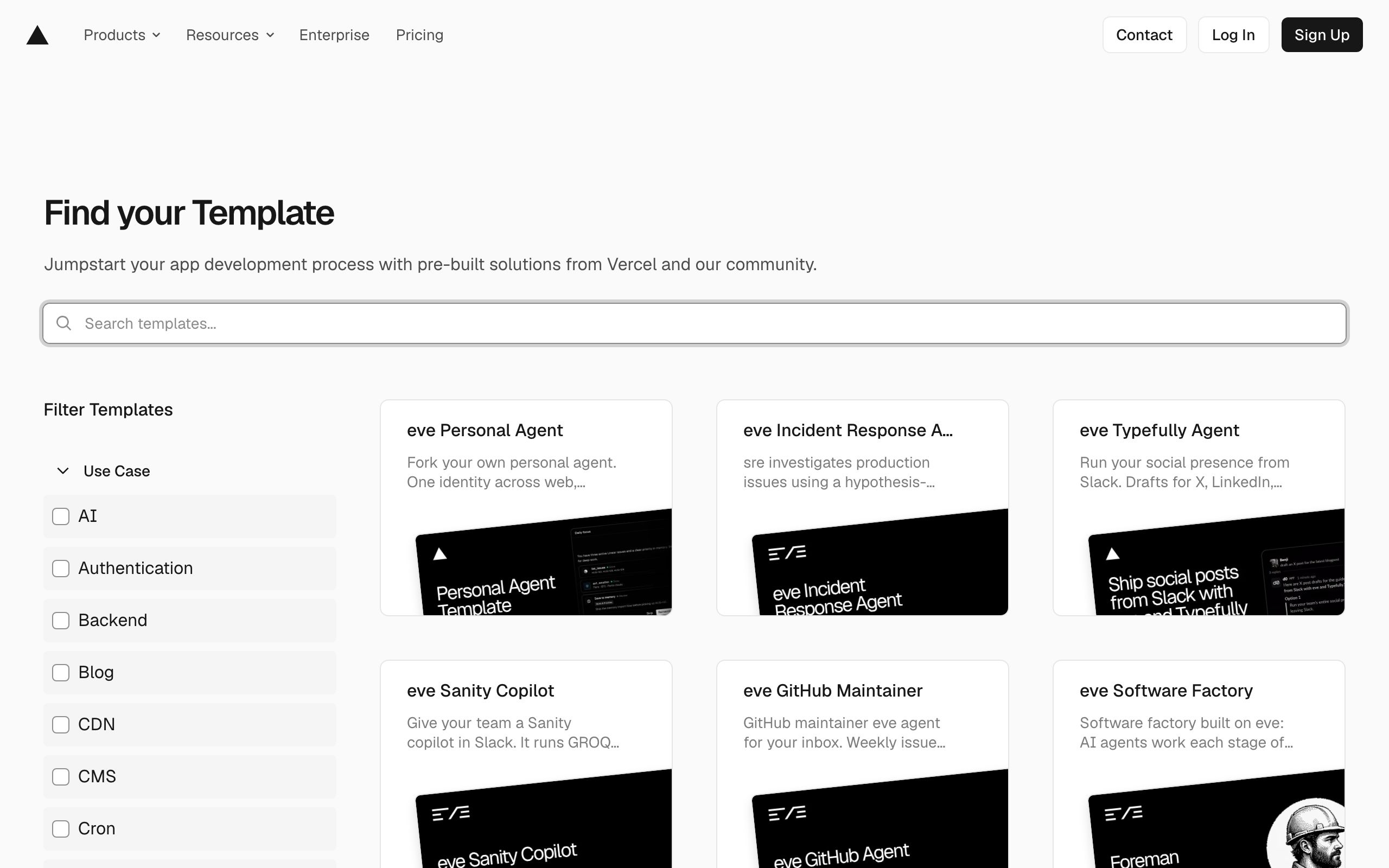 Vercel Templates screenshot