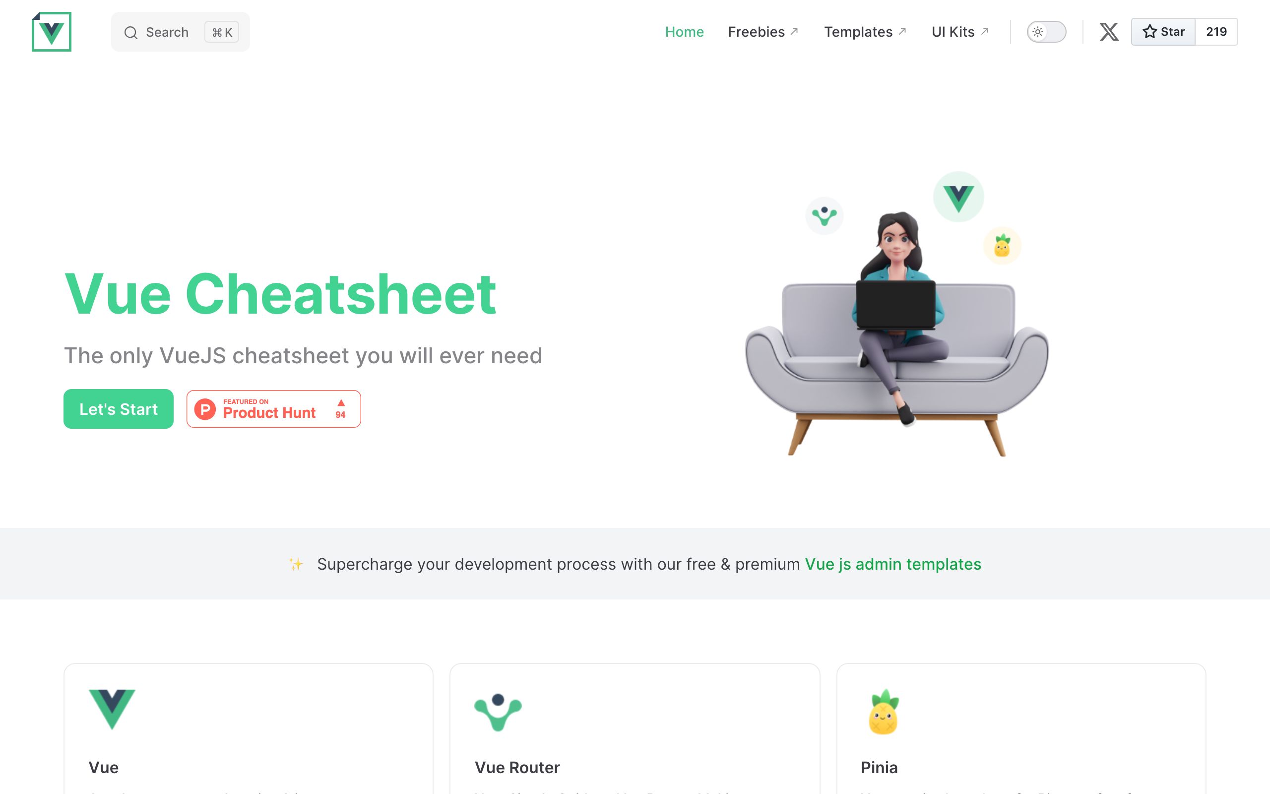 Vue Cheatsheet screenshot