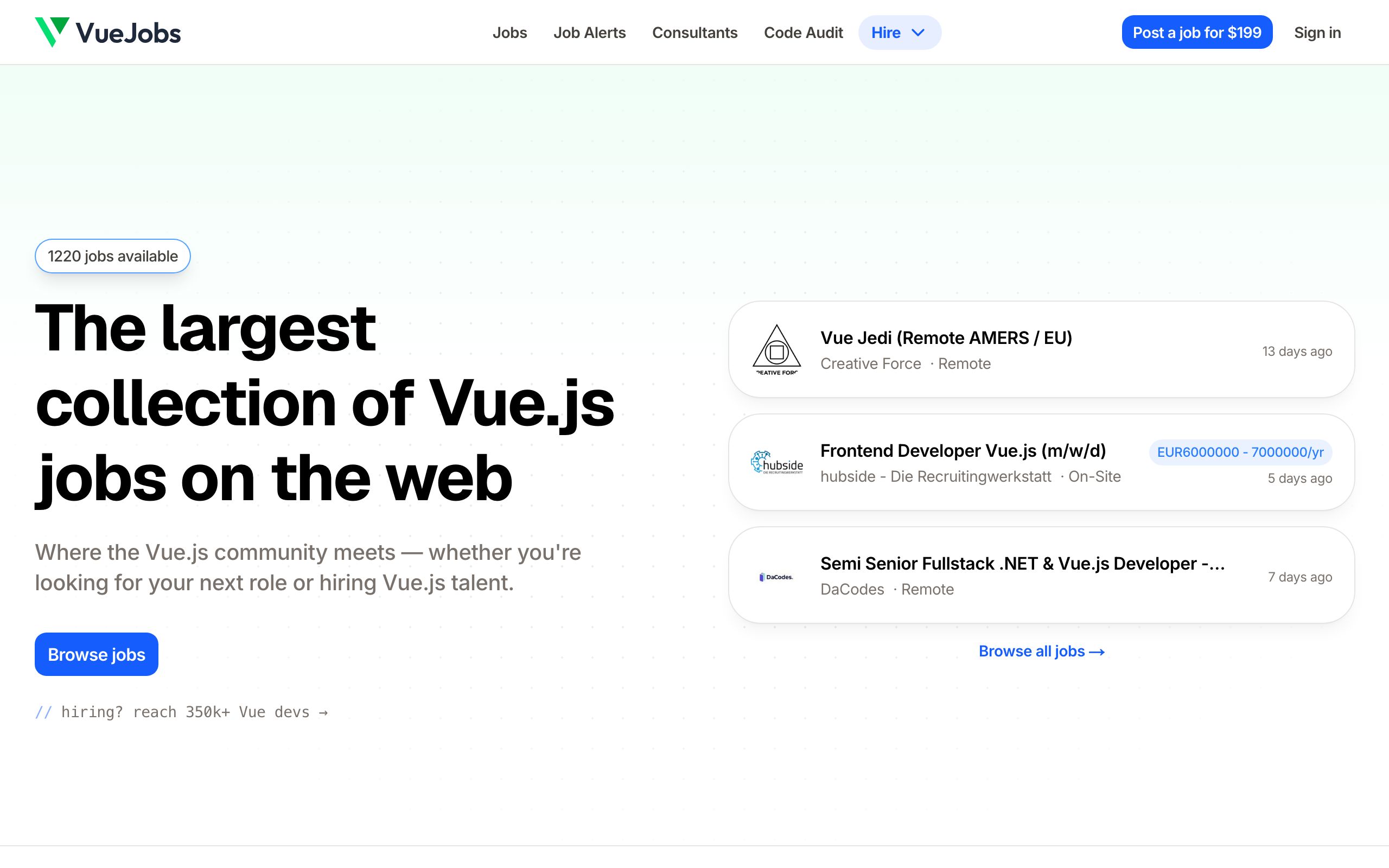 VueJobs screenshot