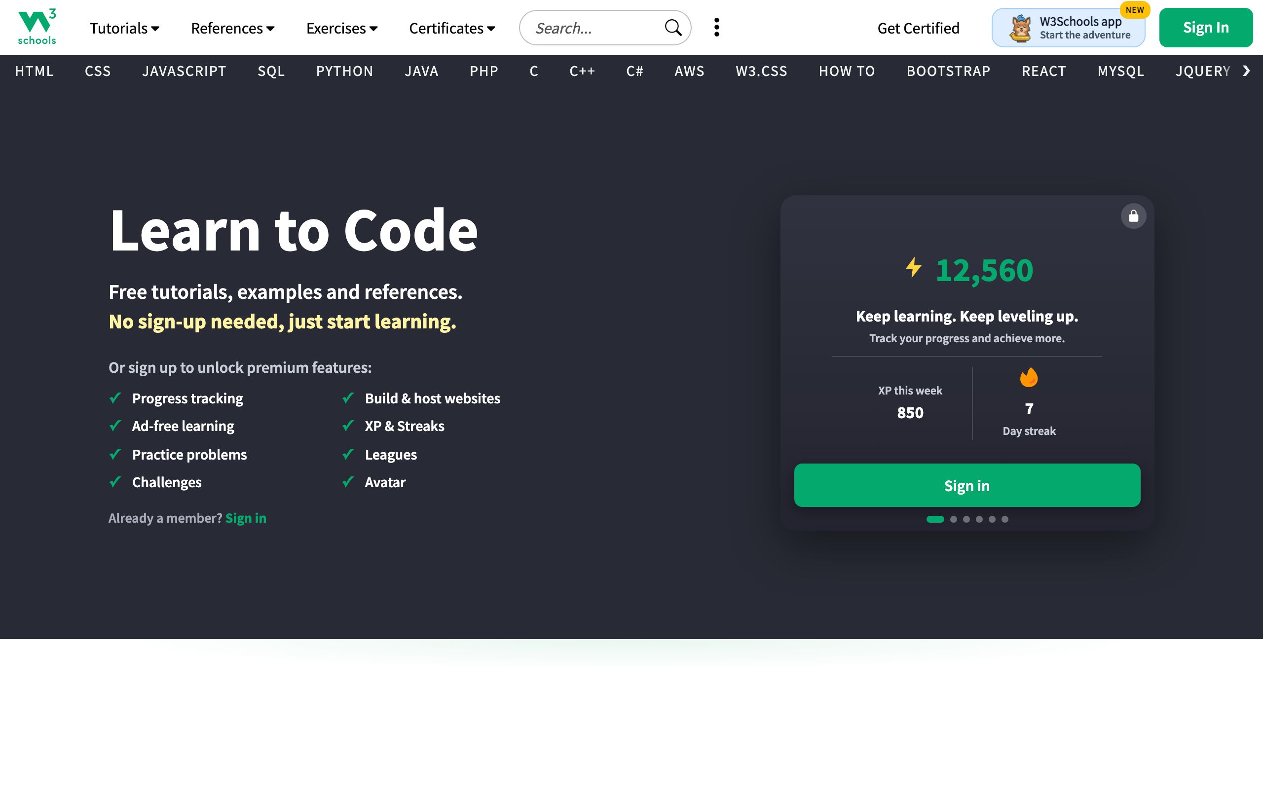 W3Schools screenshot