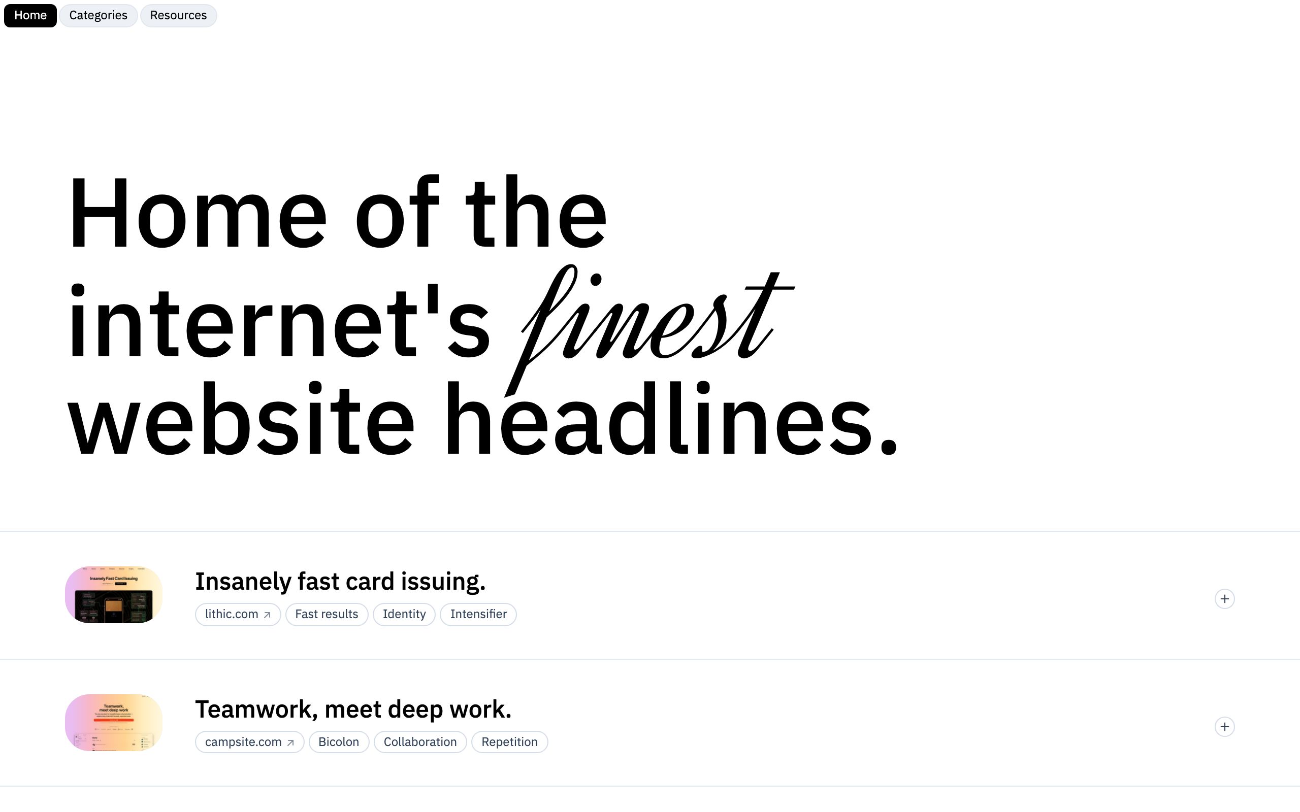 Website Headlines screenshot