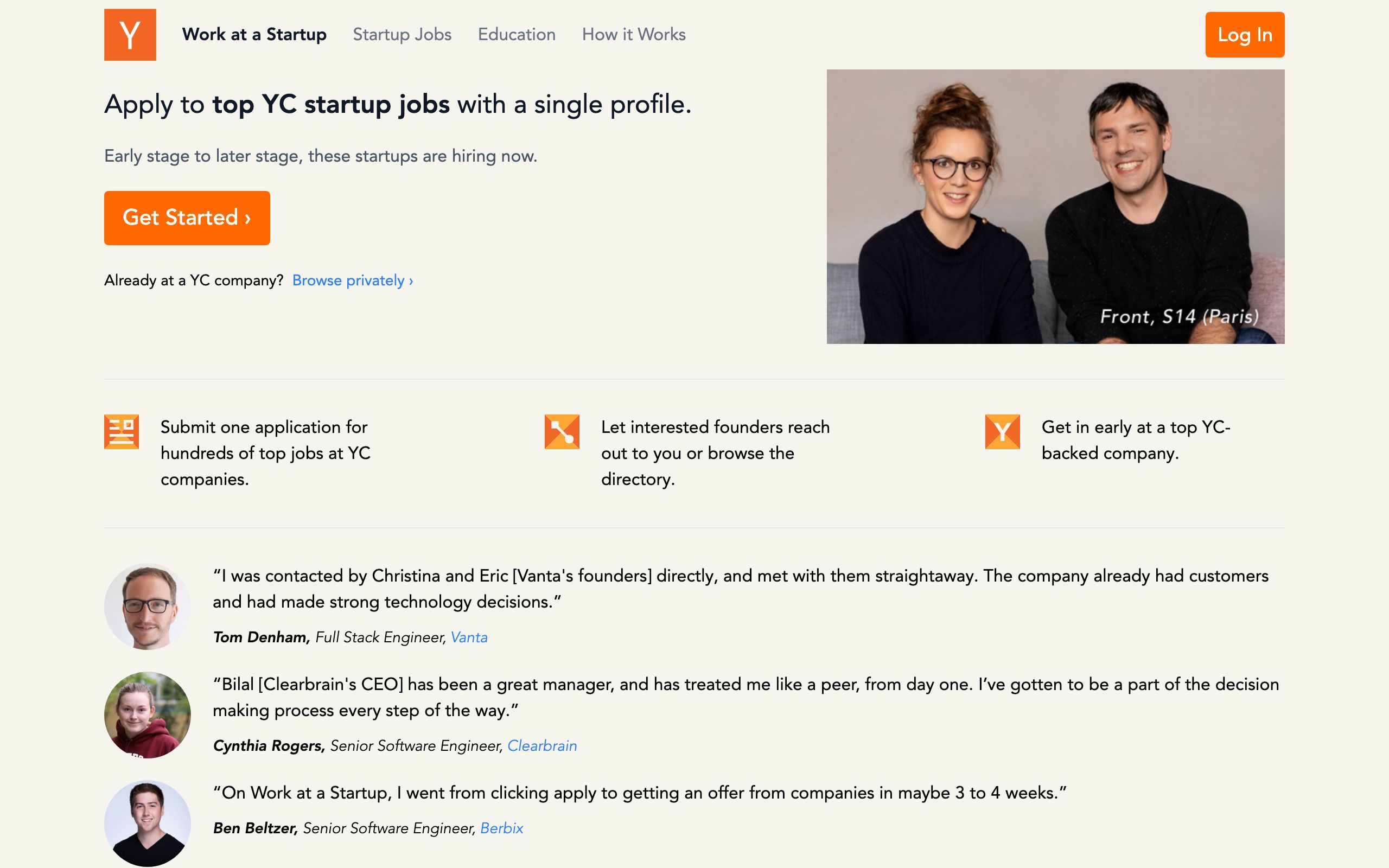 Work at a Startup screenshot